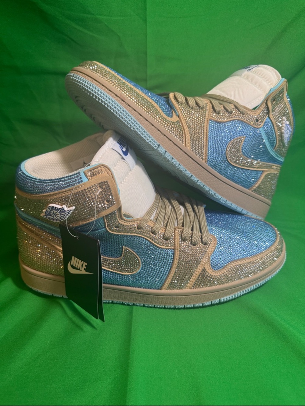 New! Custom Air Jordan 1 High sneakers embellished with “Swarovski Crystals”
